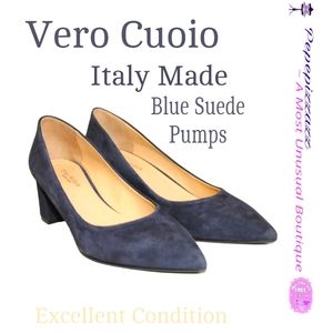 NEW VERO CUOIO Italy Suede shoes. Chunky heel 👠 pumps.